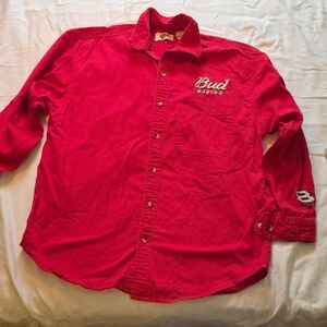 Dale Earnhardt JR 8 Budweiser Racing Red Men's Casual Button Down Shirt